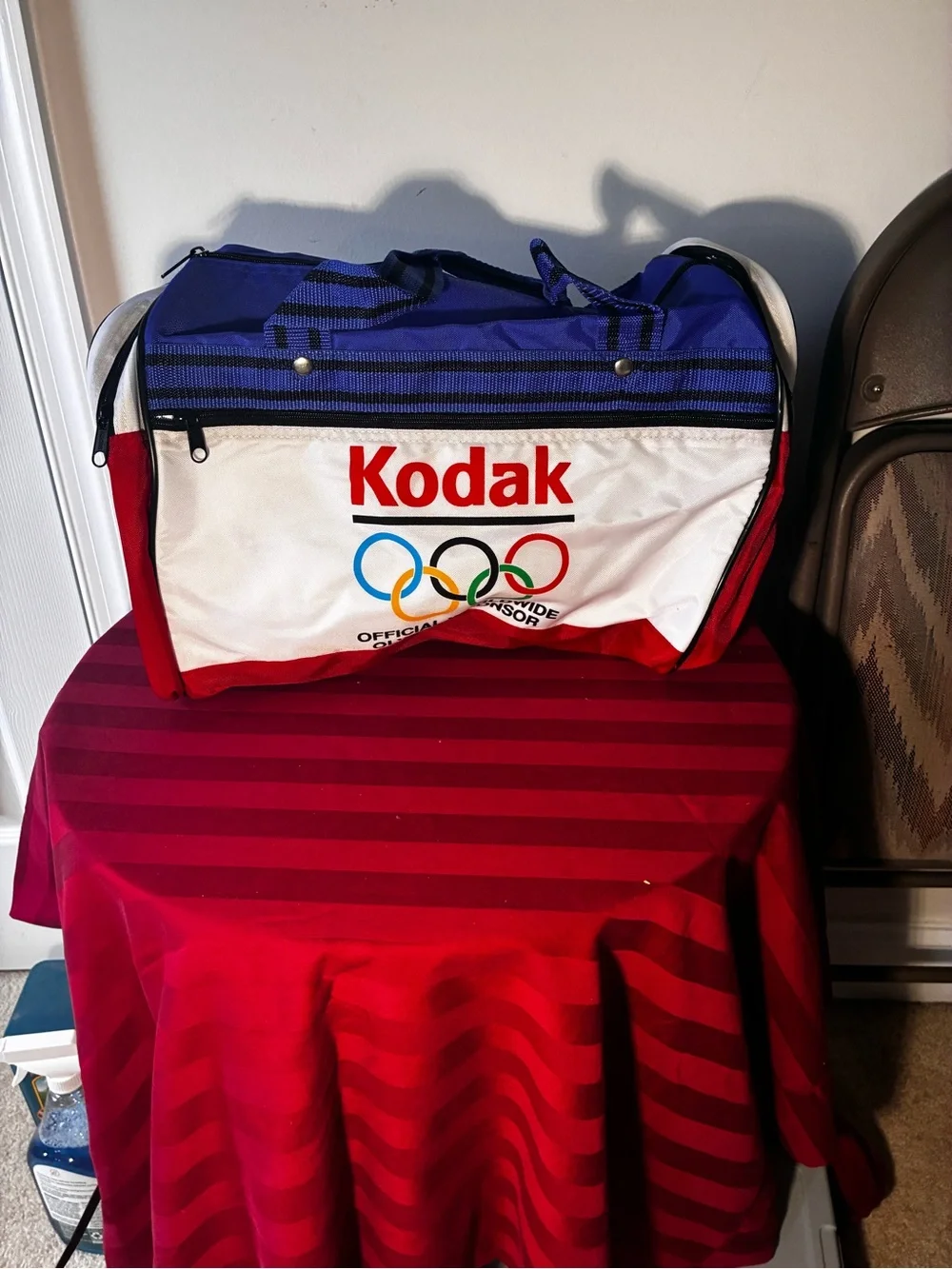 Vintage Kodak Olympic Sponsor Duffel Bag NOS Red White Blue Travel Gym Bag